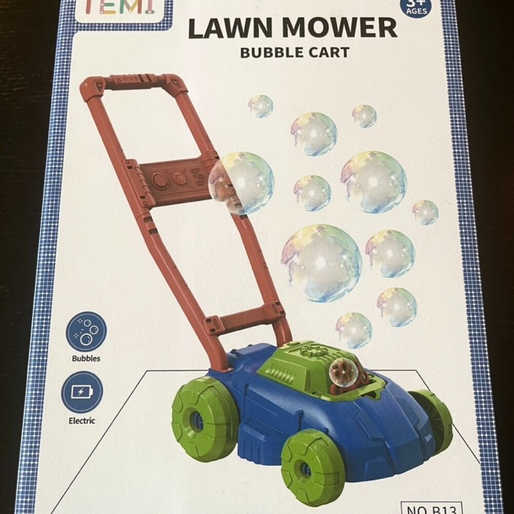 TEMI Bubble Lawn Mower for Toddlers - Fun Outdoor Play Toy